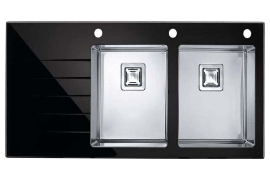 картинка Мойка Alveus CRYSTALIx 30 BLACK 1160x540 2x правая, в комплекте с сифоном 1090864 от магазина SEFI