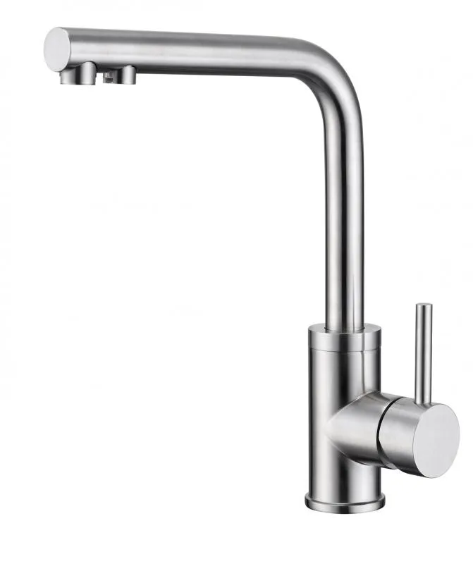 картинка Смеситель для кухни с выдвижной лейкой и подключением к фильтру, EMAR ЕС-7015, цвет сатин от магазина SEFI