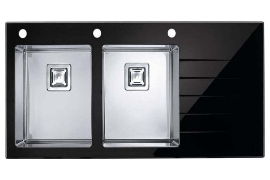 картинка Мойка Alveus CRYSTALIx 30 BLACK 1160x540 2x левая, в комплекте с сифоном 1090864 от магазина SEFI