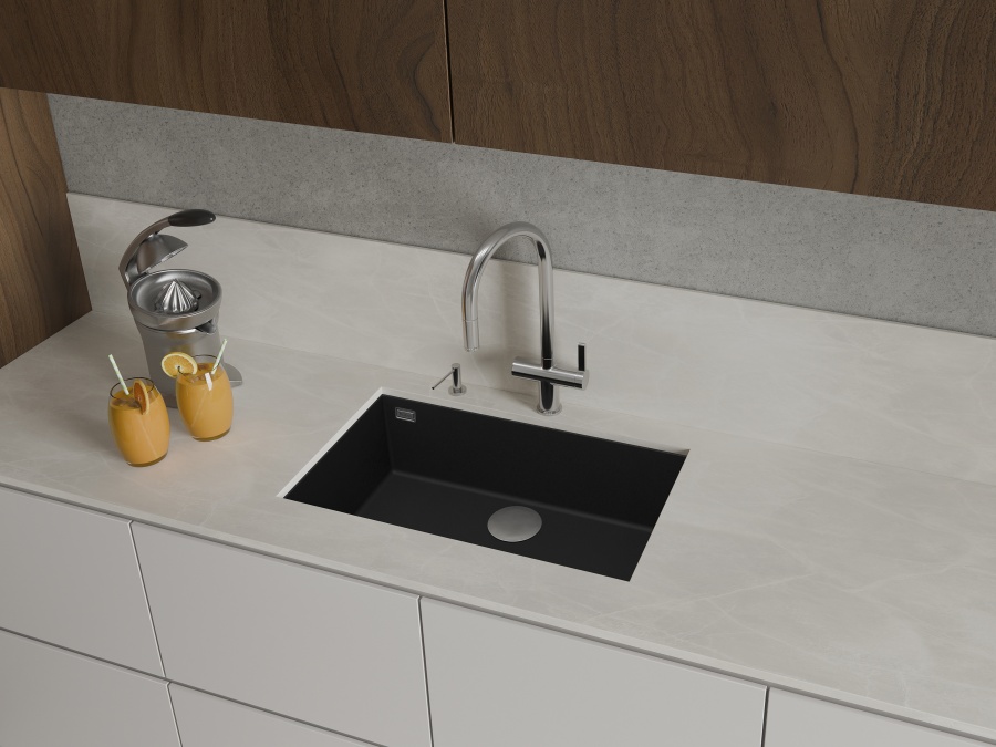 картинка Мойка Rivelato STRIA 7669 1-чаш 760*435 Черн.глубокий 503 от магазина SEFI