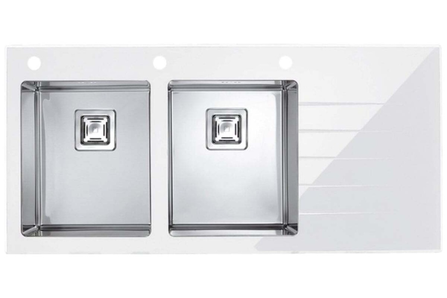 картинка Мойка Alveus CRYSTALIx 30 WHITE 1160x540 2x левая, в комплекте с сифоном 1090864 от магазина SEFI
