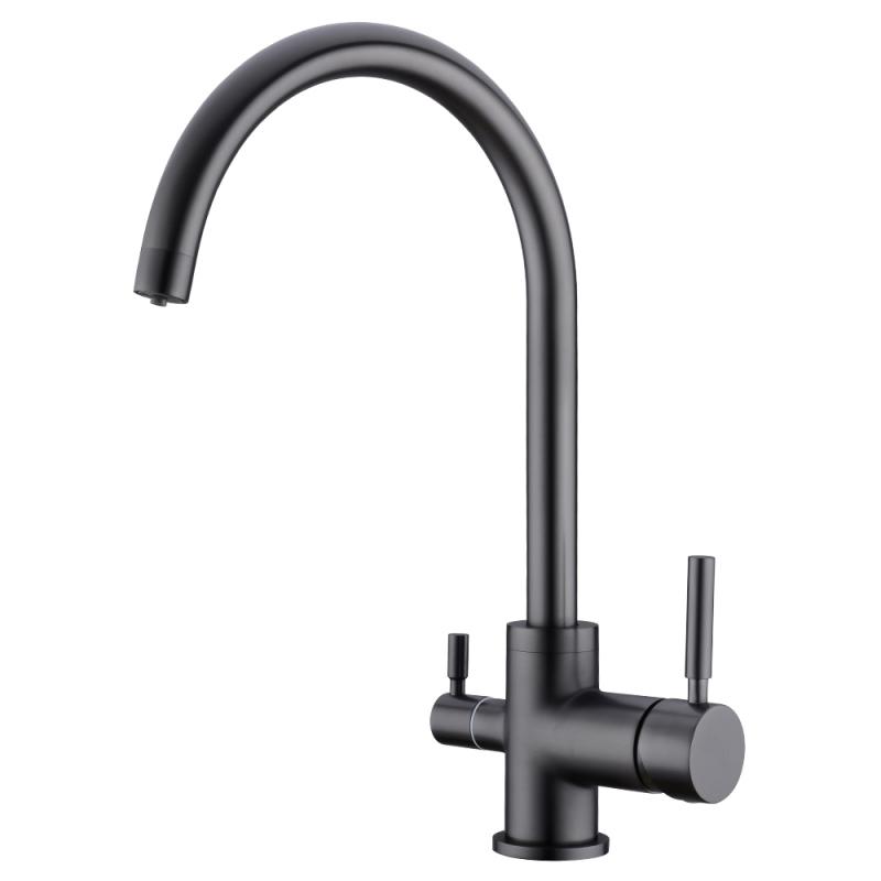 картинка Смеситель для кухни с подключением к фильтру, EMAR ЕС-3007, покрытие PVD, цвет Чёрный от магазина SEFI