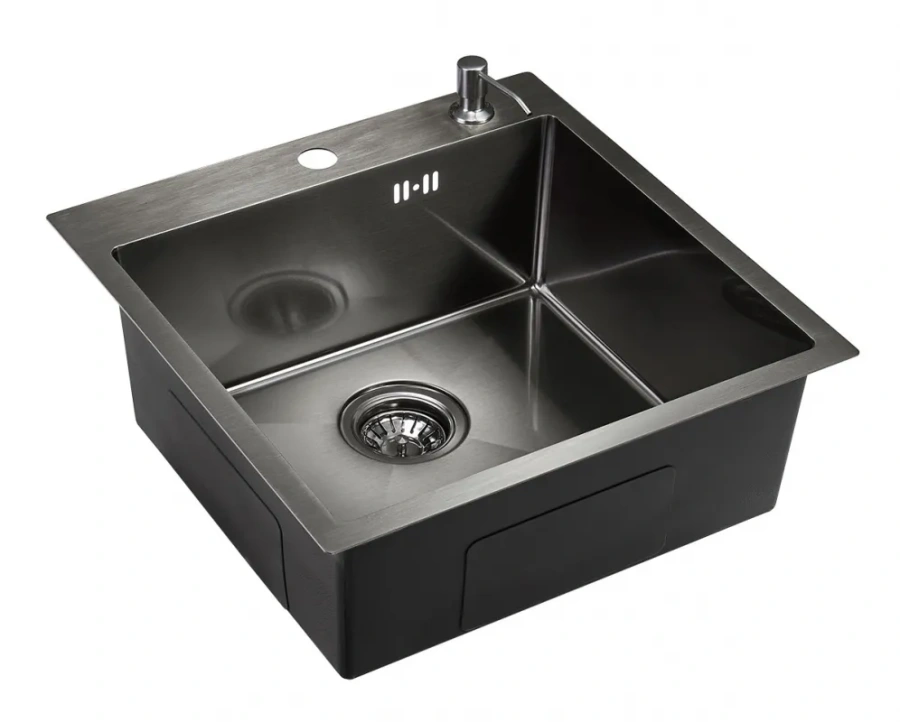 картинка Мойка EMAR 117A, покрытие PVD, цвет Чёрный - с дозатором в комплекте от магазина SEFI