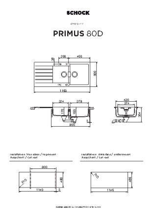 картинка Кухонная мойка SCHOCK PRIMUS 80D CRISTALITE оникс от магазина SEFI