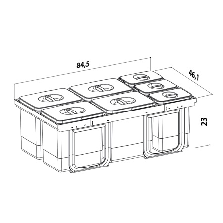 картинка Система сортировки JAZZ 900, 7 ведер (4х12л, 3х5л), графит от магазина SEFI