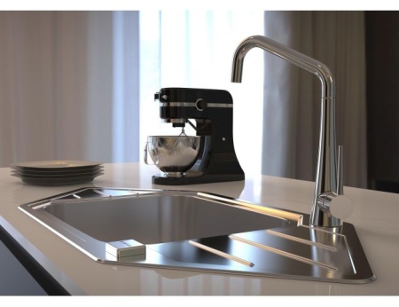 картинка Мойка PRAKTIK 130 SAT 90 FI 985X500 в комплекте с сифоном 1127251, от магазина SEFI