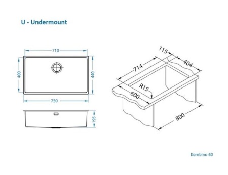 картинка Мойка Alveus KOMBINO 60 SAT-90 790x450x195 в комплекте с сифоном 1130551 от магазина SEFI