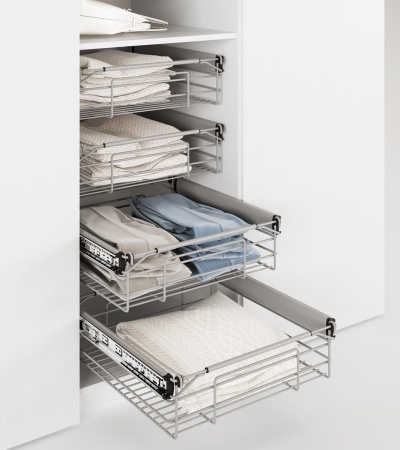 картинка Корзина выдвижная для одежды телескопическая 540-700 мм, высота 150 мм, цвет - серый от магазина SEFI