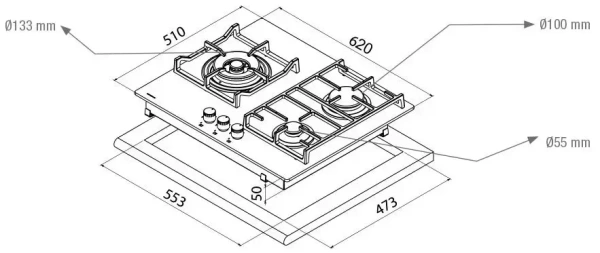 картинка Газовая варочная панель Pando PGA-4260 от магазина SEFI