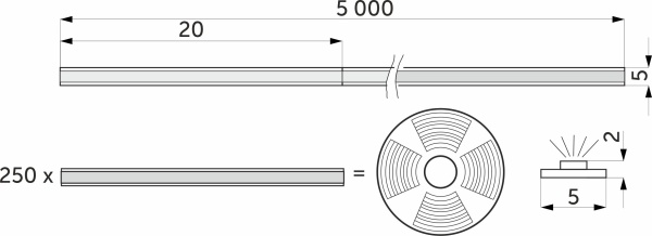 картинка Лента светодиодная COB - 12W/m, 24V, 5мм, 400 д/м, IP20, нейтральный белый (4000K), узкая - 5м, AKS от магазина SEFI