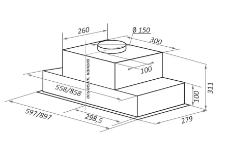 картинка Встраиваемая вытяжка MAUNFELD Fantasy 60 черный от магазина SEFI