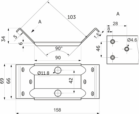 картинка Стяжка для столов IV белый цинк AKS магазин SEFI являющийся официальным дистрибьютором в России  картинка Стяжка для столов IV белый цинк AKS от магазина SEFI