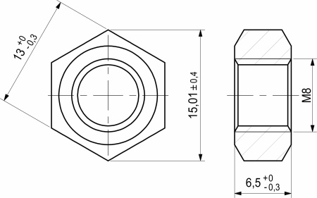 картинка Гайка шестигранная М8 белый цинк (уп/10 кг/ ~2060 шт) AKS от магазина SEFI
