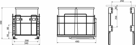 картинка Мусорные контейнеры выдвижные 400 (2*15LT), графит WIEXPOL от магазина SEFI