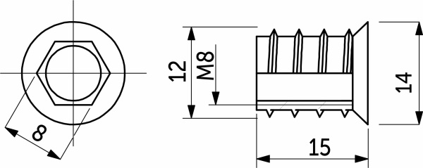 картинка Гайка Rampa М8*12*15 с шестигран. углублением с буртиком (уп/1тыс.шт), AKS от магазина SEFI