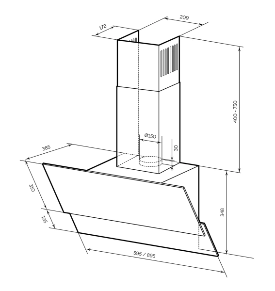 картинка Наклонная Вытяжка LEX ARIA 900 IVORY от магазина SEFI