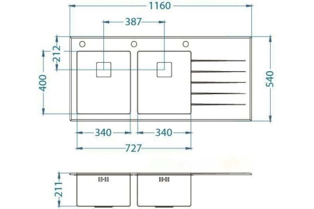 картинка Мойка Alveus CRYSTALIx 30 BLACK 1160x540 2x левая, в комплекте с сифоном 1090864 от магазина SEFI