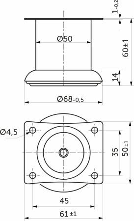 картинка Опора меб. мет. TB019 (B140) d45 h60 черный AKS магазин SEFI являющийся официальным дистрибьютором в России  картинка Опора меб. мет. TB019 (B140) d45 h60 черный AKS от магазина SEFI