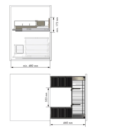 картинка Выдвижная корзина RENATA под мойку на выдвижной фасад, ширина фасада 900 мм, серый от магазина SEFI
