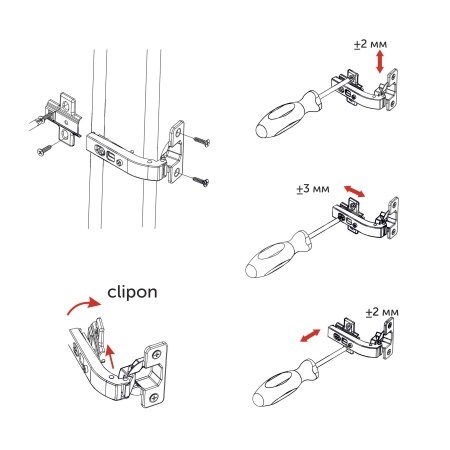 картинка Петля под фальшпанель 90° с доводчиком 48мм h0 clip-on AKS от магазина SEFI