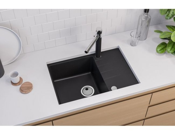 картинка Мойка ALVEUS GRANITAL INTERMEZZO 40 G91 CARBON 680x480x200 в комплекте с сифоном 1117292 от магазина SEFI