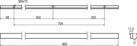 картинка Ручка меб. скоба алюм. PIANO 704/800 черный матовый, AKS тип 2 от магазина SEFI