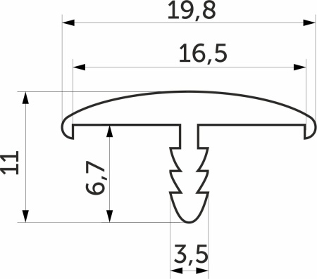 картинка Профиль кромочный ПВХ T-16 бук светлый (04) структурный EL-MECH-PLAST (бух.-50пог.м.) от магазина SEFI