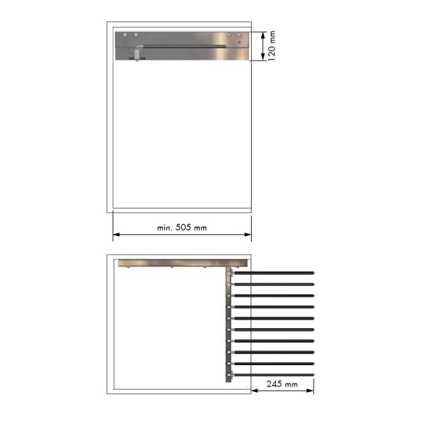 картинка Выдвижной держатель NORA для одежды (брючница), в секцию шириной от 550 мм, цвет - хром/серый от магазина SEFI