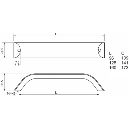 картинка Ручка меб. WPY 337 L-160, матовый черный AKS от магазина SEFI