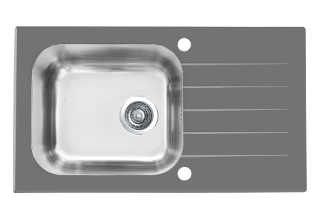 картинка Мойка ALVEUS VITRO 20 (серая) 780X435 c сифоном клапан-автомат 1058656, от магазина SEFI