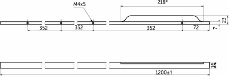картинка Ручка меб. скоба алюм. ANDROMEDA 1056/1200 матовое браш золото, AKS (правая) от магазина SEFI