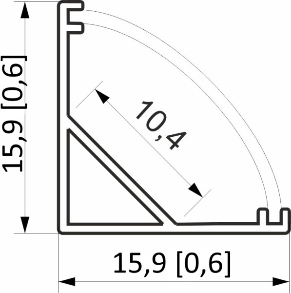 картинка Профиль алюминиевый угловой ORION-1616C с экраном, круглый экран, цвет алюмин, 3м, AKS от магазина SEFI