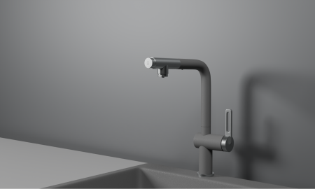 картинка Смеситель Granula GR-8169, АЛЮМИНИУМ, с выдвижным изливом от магазина SEFI