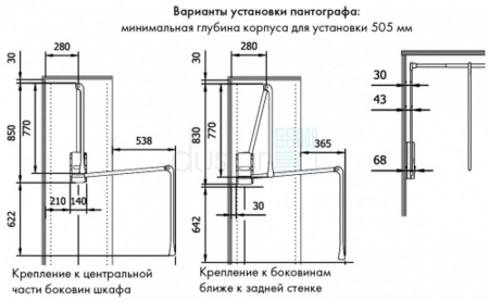 картинка Комплект: 2 пантографа SERVETTO для одежды телескопических 600-1000 мм, цвет - серый от магазина SEFI