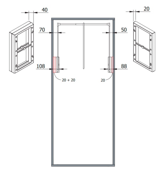 картинка Проставки для установки пантографа SERVETTO в корпус с распашными фасадами, цвет - серый магазин SEFI являющийся официальным дистрибьютором в России  картинка Проставки для установки пантографа SERVETTO в корпус с распашными фасадами, цвет - серый от магазина SEFI