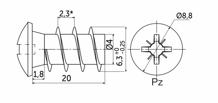 картинка Шуруп EURO EK 6.3*20 (уп/1тыс.шт) AKS от магазина SEFI