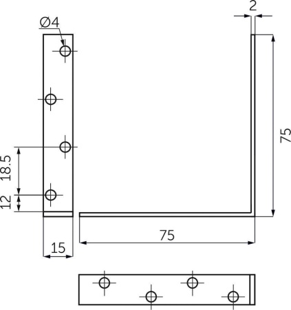 картинка Уголок металлический FSC-04 75х75х15 (2,0), белый цинк (уп/4шт) AKS от магазина SEFI