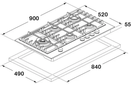 картинка Газовая варочная панель Fulgor Milano FCLH 905 G T WK BK от магазина SEFI