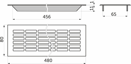 картинка Решетка вентиляционная 480х80мм серебро алюминий РП от магазина SEFI