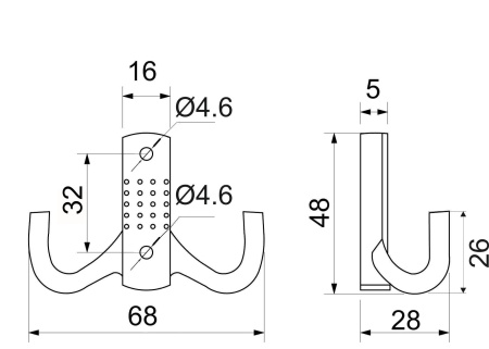 картинка Крючок меб. двухрожковый мет. WP12 хром матовый GRIDLI от магазина SEFI