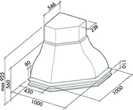 картинка Вытяжка Falmec Iris Piastrelata ANG (600) S орех от магазина SEFI