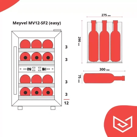 картинка Винный шкаф Meyvel MV12-SF2 удобный (easy) от магазина SEFI