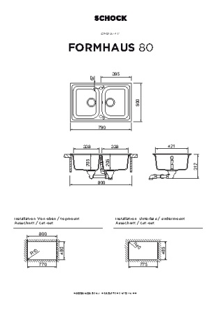 картинка Кухонная мойка SCHOCK FORMHAUS 80 CRISTALITE оникс от магазина SEFI