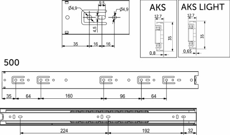 картинка Направляющая шариковая L-500 h=35 AKS A от магазина SEFI