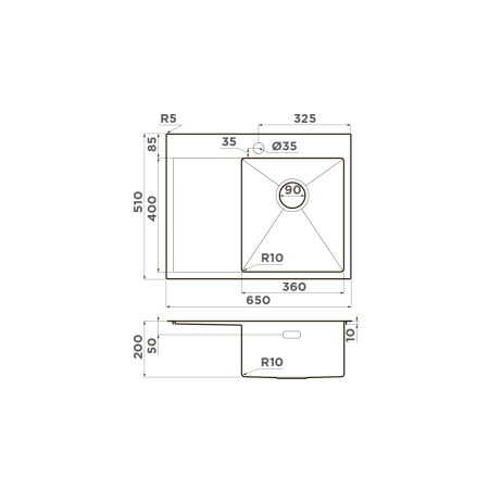 картинка Omoikiri Akisame 65-R-GM нерж. сталь/вороненая сталь от магазина SEFI