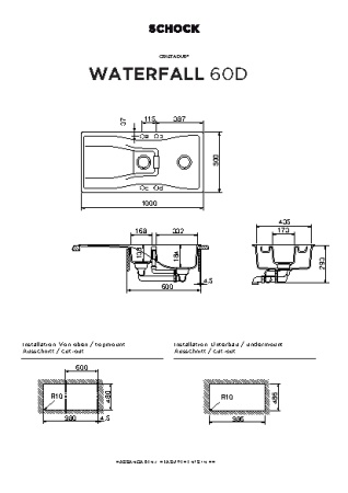 картинка Кухонная мойка SCHOCK WATERFALL 60D CRISTADUR магнолия от магазина SEFI