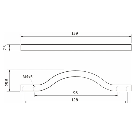 картинка Ручка меб. WAVE-96-128, графит глянец, AKS магазин SEFI являющийся официальным дистрибьютором в России  картинка Ручка меб. WAVE-96-128, графит глянец, AKS от магазина SEFI