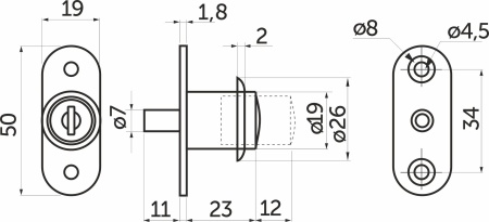 картинка Замок для раздвижных 2-х дверей механический 105 AKS от магазина SEFI