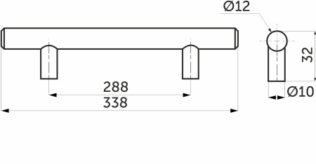картинка Ручка меб. релинговая 288/338 сталь хром AKS от магазина SEFI