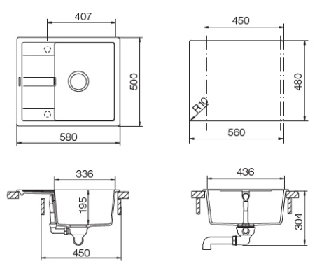 картинка Кухонная мойка SCHOCK OPTIMA 45D CRISTALITE эверест от магазина SEFI
